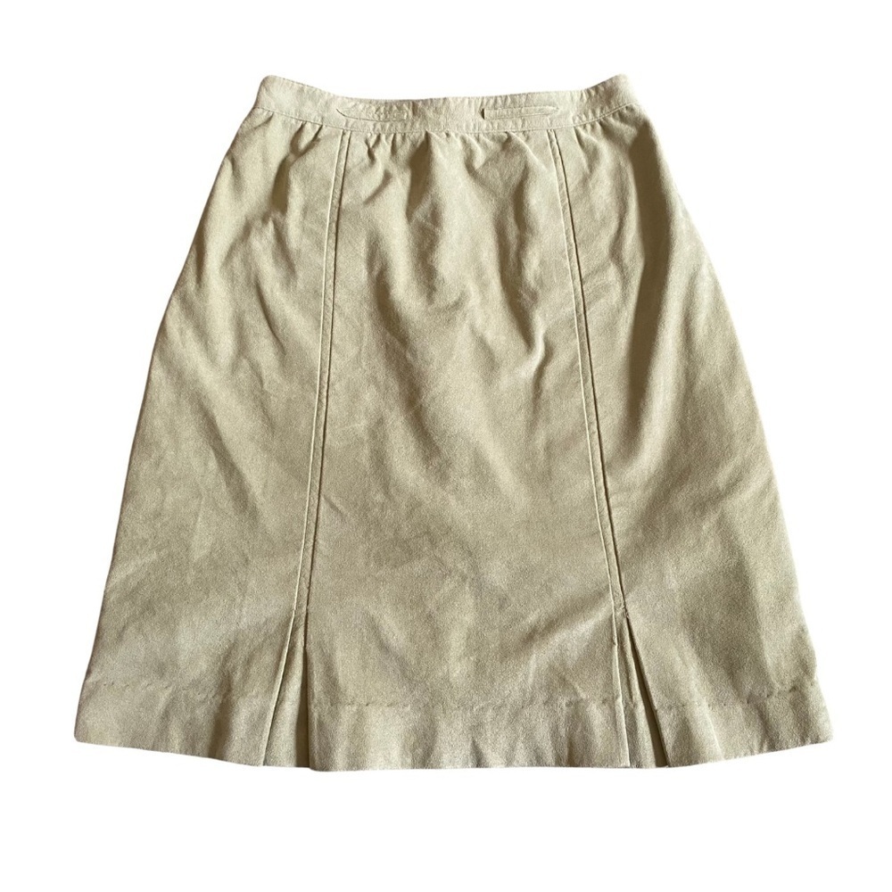Vintage 70’s Suede Leather Pleated Pencil Skirt Celery Green Light Cottage Fairy